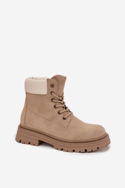Women's Lace-up Boots Beige Norena 2
