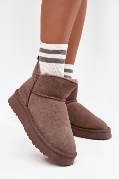 Snow boots made of natural suede lined with fur Vinceza 97961 brown