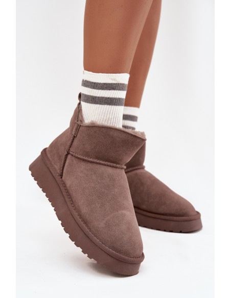 Snow boots made of natural suede lined with fur Vinceza 97961 brown