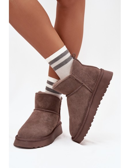 Sniego batai iš natūralios zomšos su kailio pamušalu Vinceza 97961 rudi