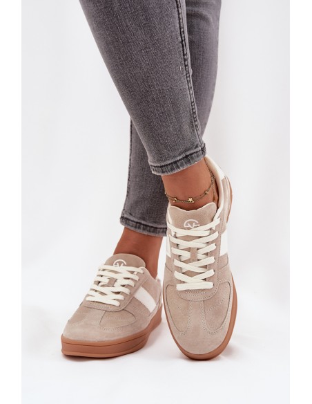 Zomšiniai moteriški sportbačiai Vinceza 14029 smėlio spalvos