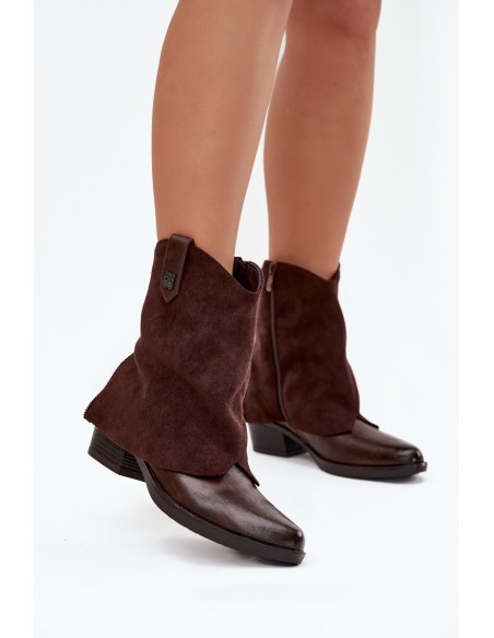 Insulated Cowboy Boots High Heels Chocolate Sylvette