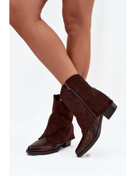 Insulated Cowboy Boots High Heels Chocolate Sylvette