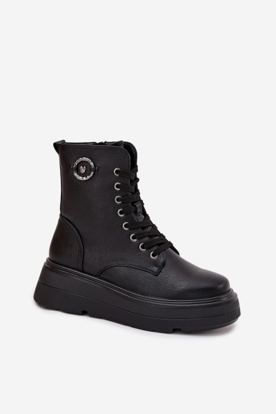 Women's Workery Boots with Insulation on Platform with Decorative Detail Vinceza 16513 Black 2