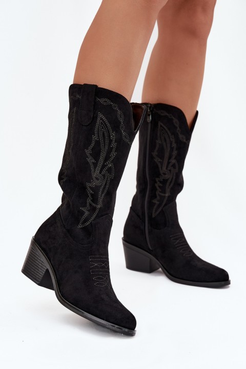 Women's Cowboy Boots Heeled Insulated Vinceza 16508 Black