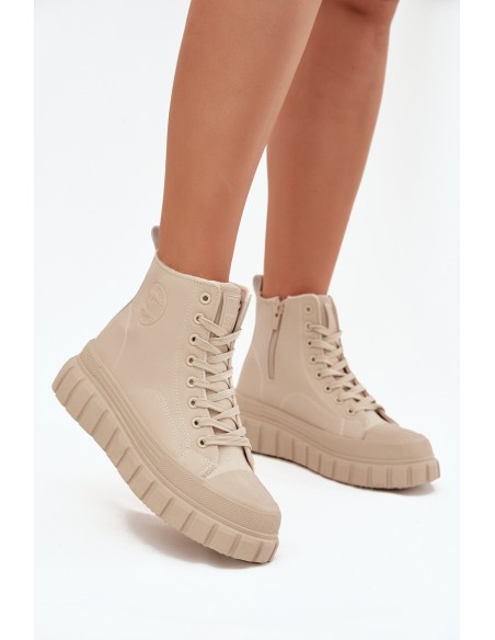 Insulated Women's Sneakers on Platform Made of Eco Leather Big Star SS274535 Beige