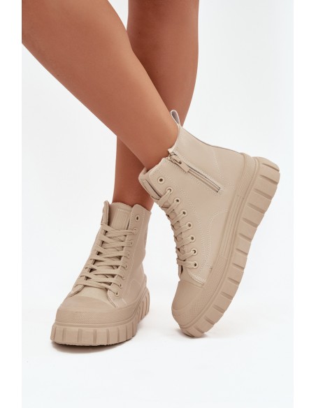 Insulated Women's Sneakers on Platform Made of Eco Leather Big Star SS274535 Beige