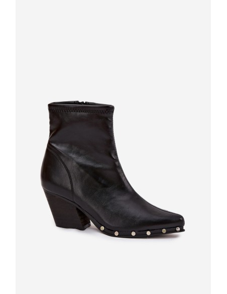 Women's cowboy boots made of eco leather with heel black Abrielle