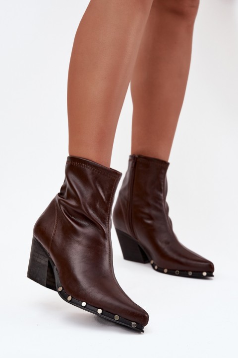 Women's Cowboy Boots Made of Eco Leather with Heel Brown Abrielle