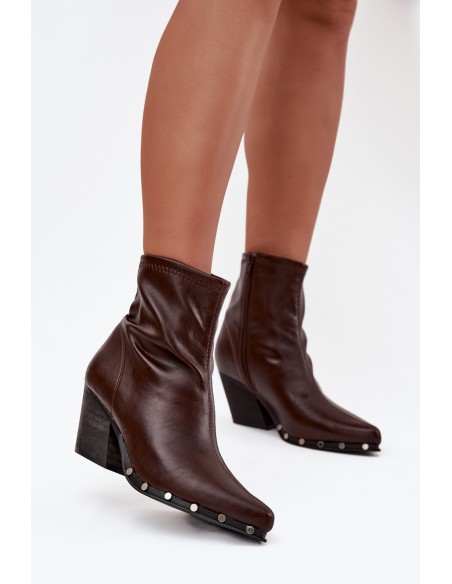 Women's Cowboy Boots Made of Eco Leather with Heel Brown Abrielle