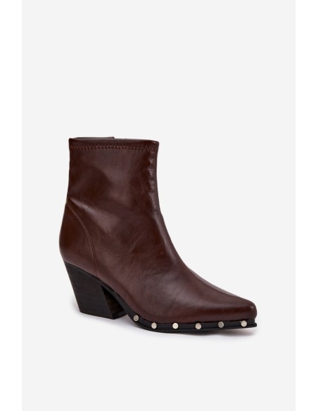 Women's Cowboy Boots Made of Eco Leather with Heel Brown Abrielle