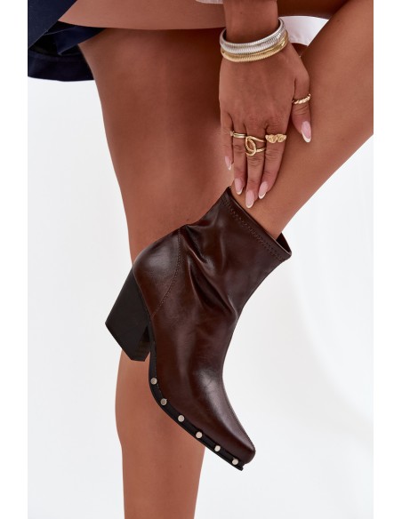 Women's Cowboy Boots Made of Eco Leather with Heel Brown Abrielle