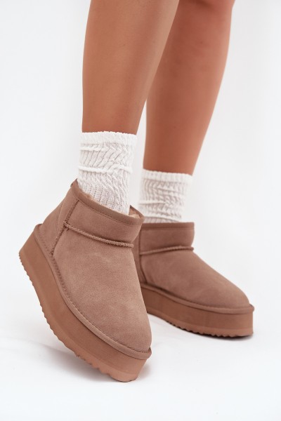 Suede Snow Boots for Women on Platform Vinceza 97962 Beige