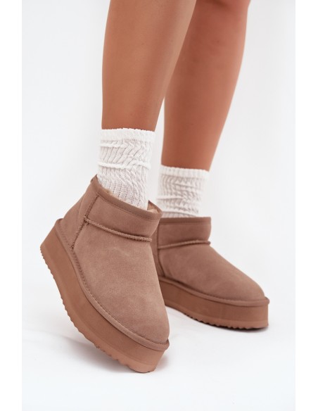 Suede Snow Boots for Women on Platform Vinceza 97962 Beige