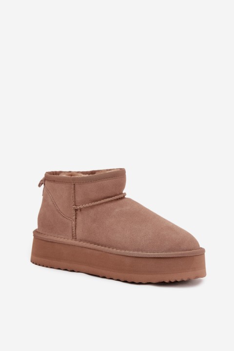 Suede Snow Boots for Women on Platform Vinceza 97962 Beige