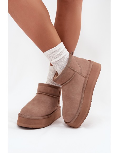 Suede Snow Boots for Women on Platform Vinceza 97962 Beige