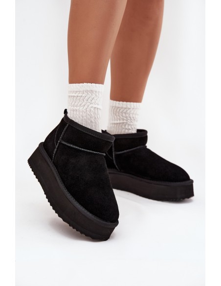 Suede Women's Snow Boots on Platform Vinceza 97962 Black