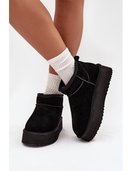 Suede Women's Snow Boots on Platform Vinceza 97962 Black