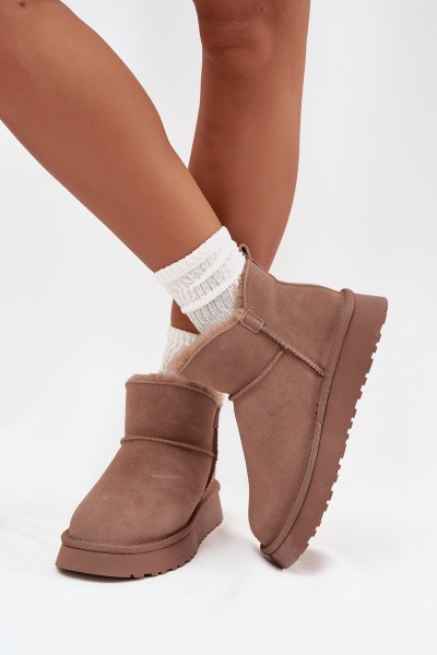 Suede Snow Boots for Women on Platform Vinceza 97962 Beige