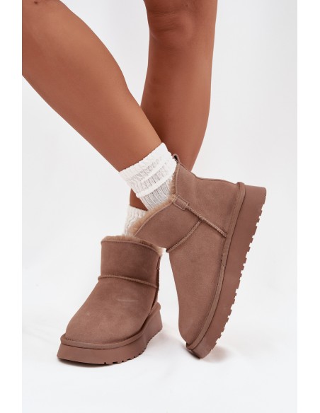 Suede Snow Boots for Women on Platform Vinceza 97962 Beige