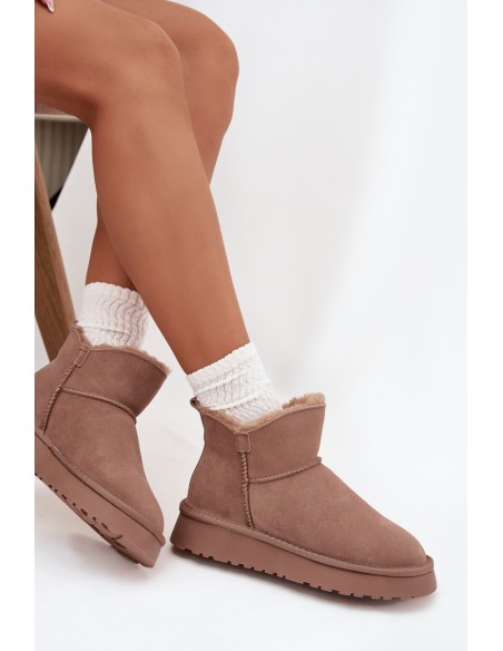 Suede Snow Boots for Women on Platform Vinceza 97962 Beige