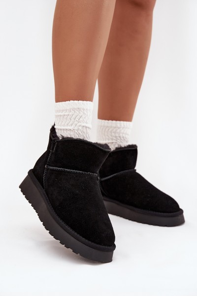 Snow boots made of natural suede lined with fur Vinceza 97961 Black