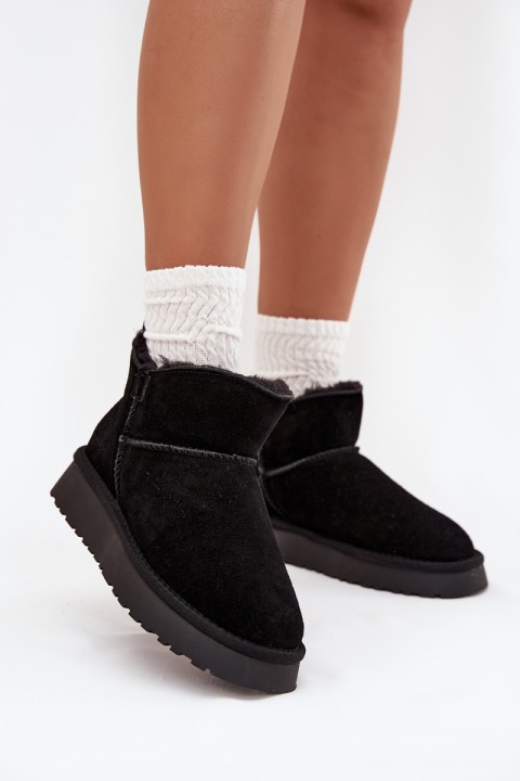 Snow boots made of natural suede lined with fur Vinceza 97961 Black