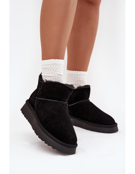 Snow boots made of natural suede lined with fur Vinceza 97961 Black