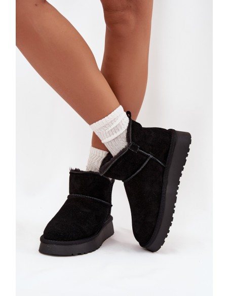 Snow boots made of natural suede lined with fur Vinceza 97961 Black