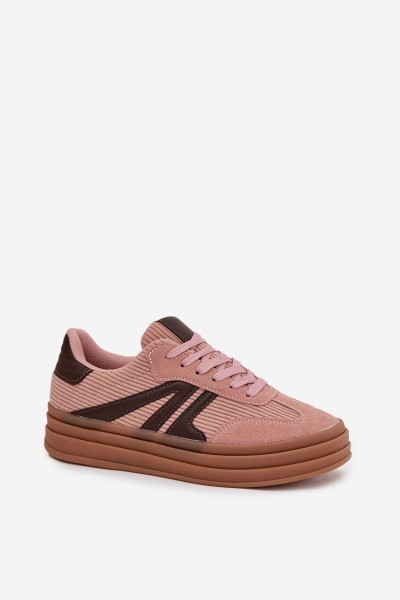 Corduroy Women's Sneakers on Platform Pink Skye 2