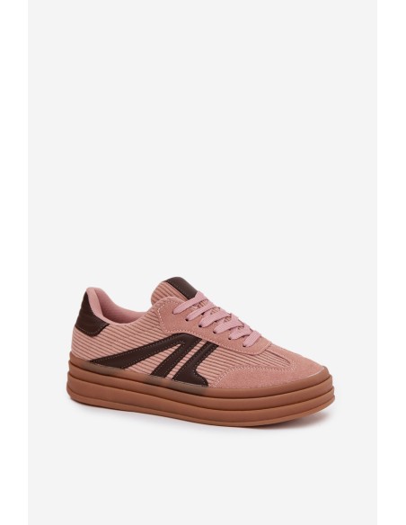 Corduroy Women's Sneakers on Platform Pink Skye