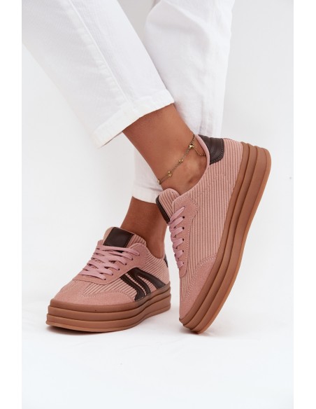 Corduroy Women's Sneakers on Platform Pink Skye