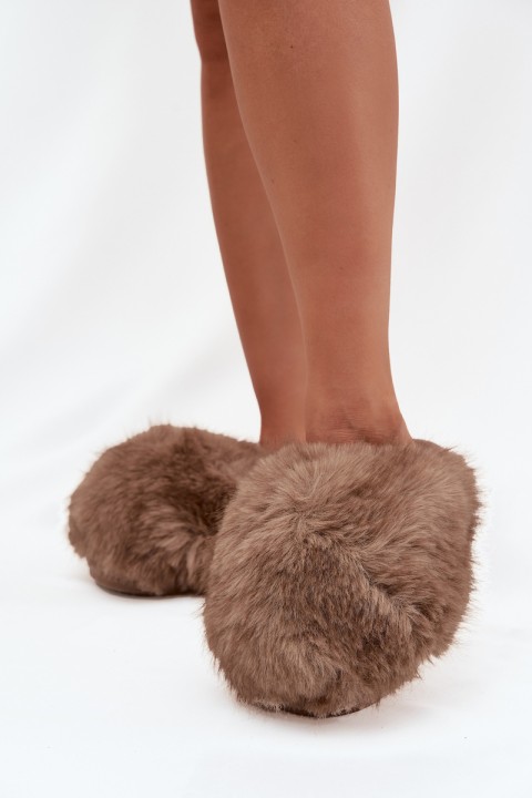 Fur Ladies Slippers Brown Iseline