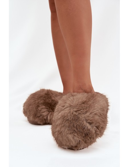 Fur Ladies Slippers Brown Iseline