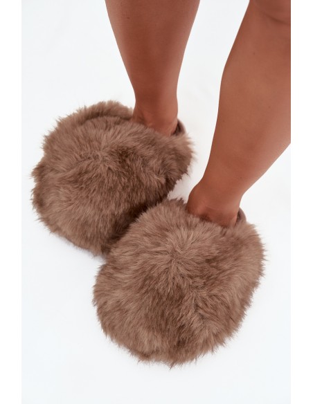 Fur Ladies Slippers Brown Iseline