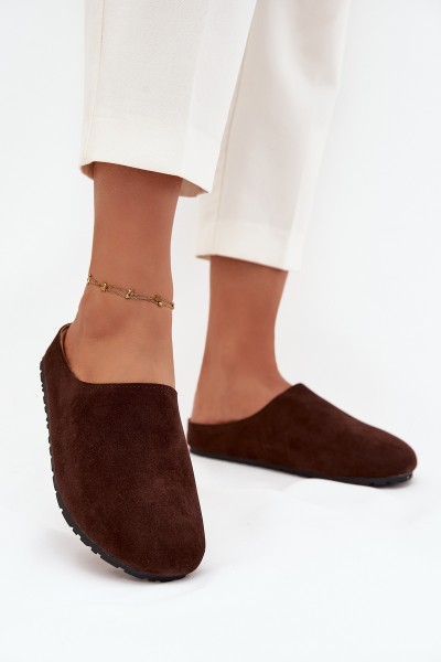 Women's slippers on platform chocolate Sylviane