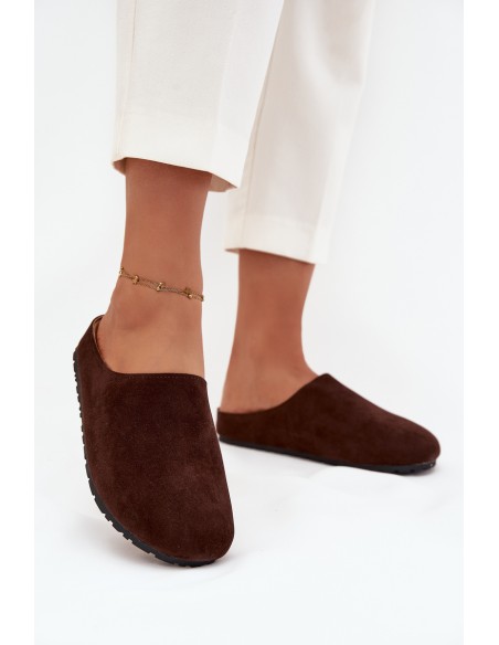 Moteriškos šlepetės ant platformos šokolado spalvos Sylviane