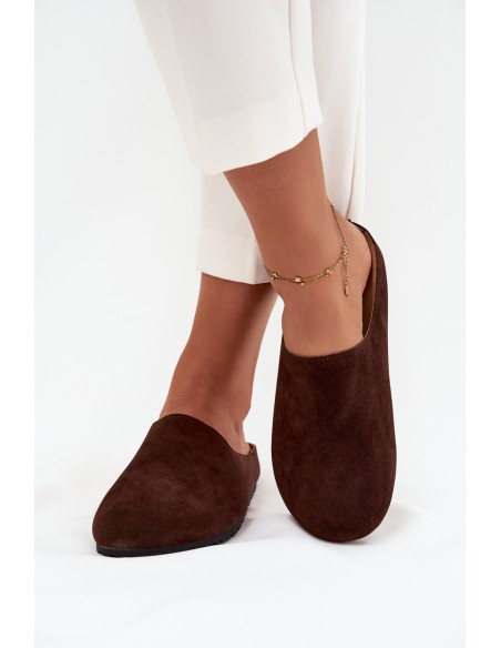 Moteriškos šlepetės ant platformos šokolado spalvos Sylviane