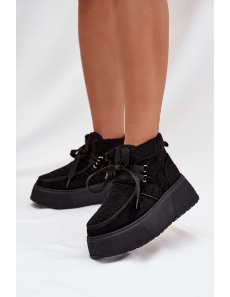 Women's Snow Boots On Platform With Fur Black Florivelle
