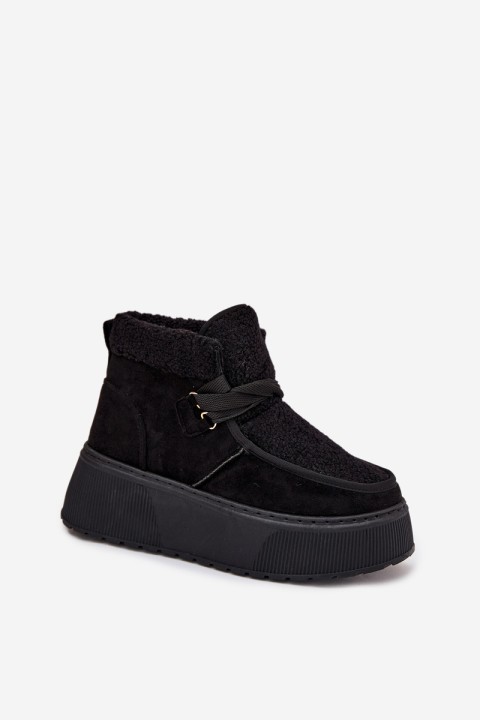 Women's Snow Boots On Platform With Fur Black Florivelle