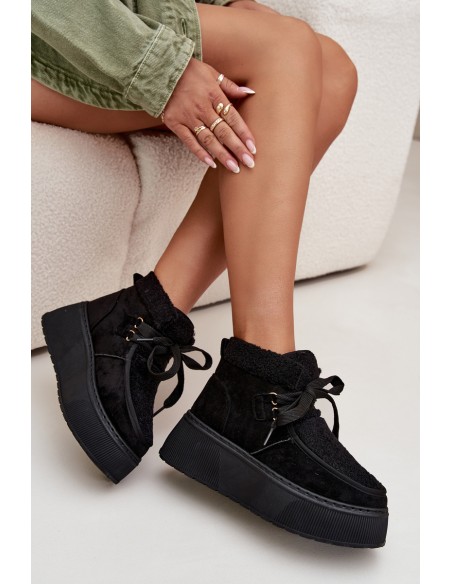 Women's Snow Boots On Platform With Fur Black Florivelle