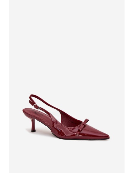 Patent leather pumps with heel with bow burgundy Olvena
