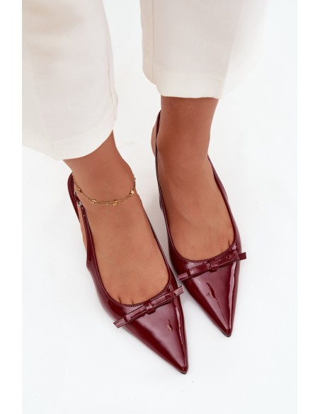 Patent leather pumps with heel with bow burgundy Olvena
