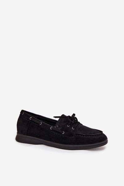 Women's Flat Loafers with Laces Black Zalina 2