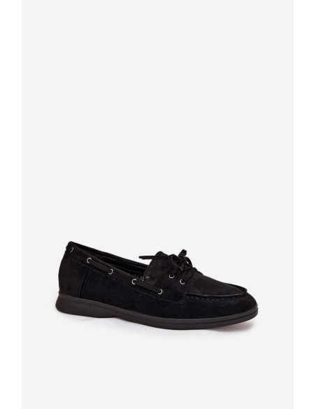 Women's Flat Loafers with Laces Black Zalina
