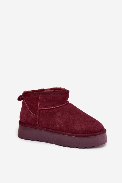 Stylish Suede Low Snow Boots Burgundy Nucca 2
