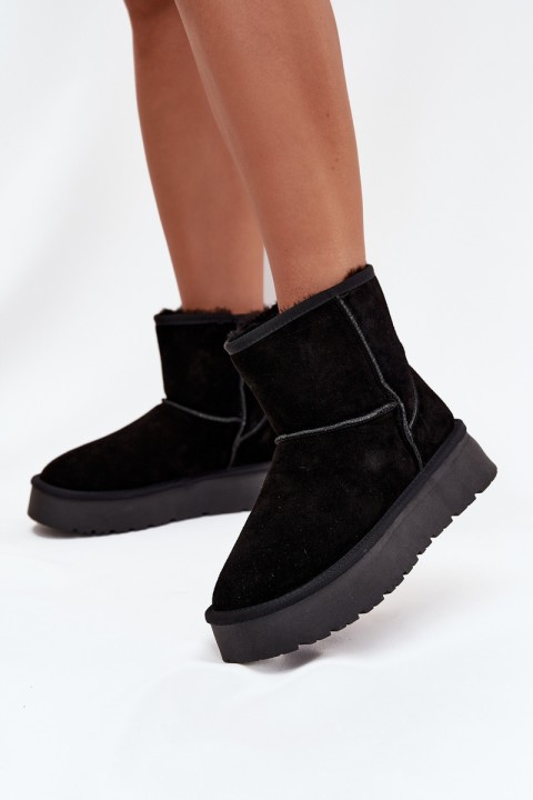 Women's Snow Boots Made of Genuine Suede on Platform Black Privine
