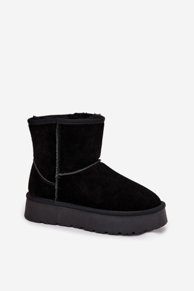Women's Snow Boots Made of Genuine Suede on Platform Black Privine 2
