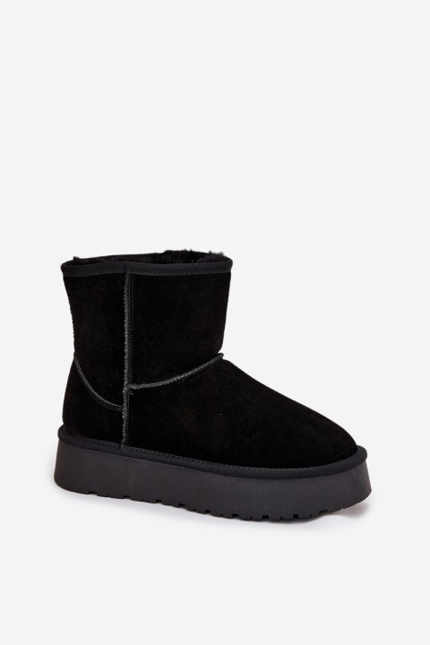 Women's Snow Boots Made of Genuine Suede on Platform Black Privine