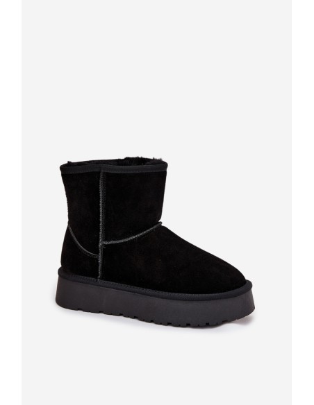 Women's Snow Boots Made of Genuine Suede on Platform Black Privine